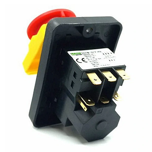Tracon SSTM-317 Bezpečnostní tlačítko s hřibovou aretovací ovládací hlavicí  7PIN, 400 VAC, 8A/AC3, IP54, 6,3×0,8