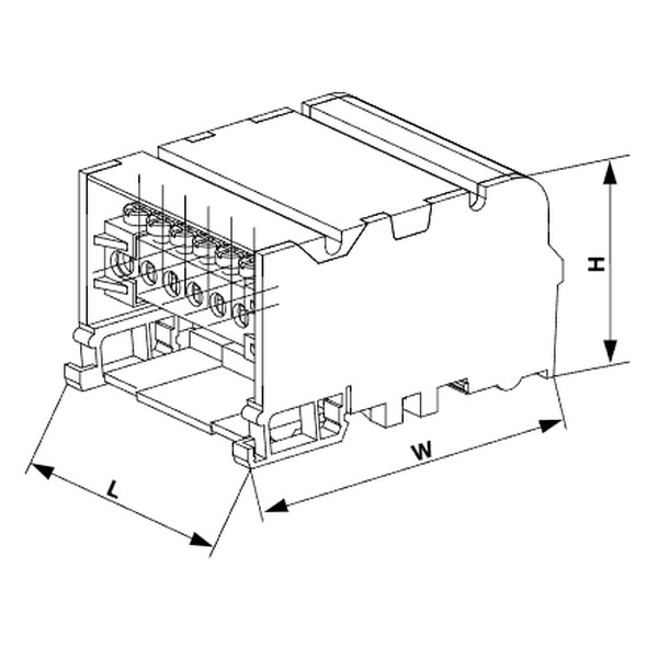 Tracon FLSO16-4P6 Modulární svorkovnice s výklopným ochranným krytem 1×16(10) mm2 / 5×10(6) mm2, 500VAC/DC, 80A