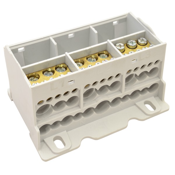 Tracon FLSO35-4P Odbočná svorka, s výklopným ochranným krytem 4×35(25)mm2 / 3×5×10,3×2×25 / 4×16,6×25mm2, 690VAC/DC,125A