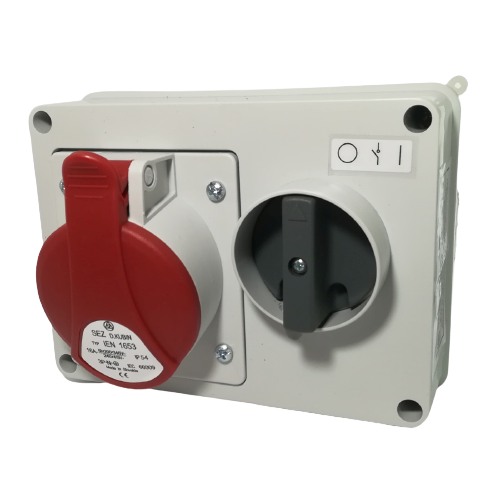 Blokovaná zásuvka na omítku se spínačem BZS 1653 400V, IP44, 16A, 5-pól