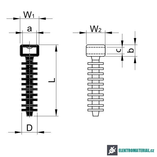 Tracon 9843 Zatláčecí hmoždinky d=8mm, A=10,3×3,2mm, PA6.6