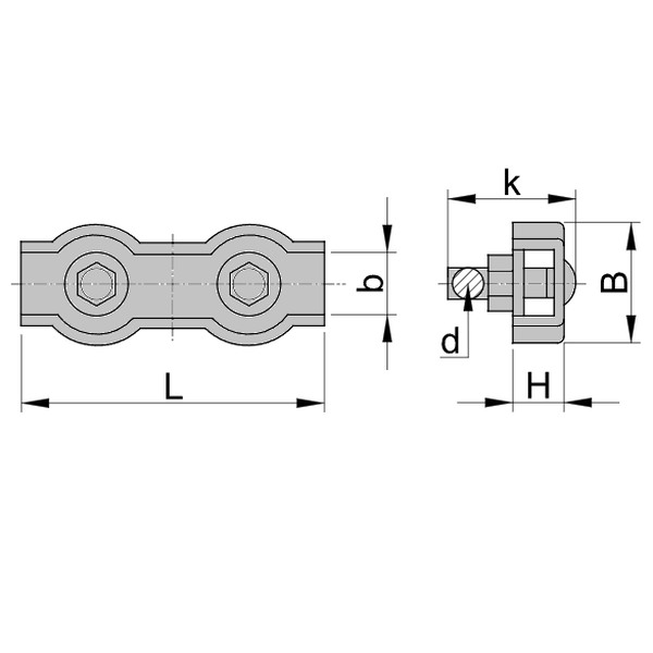 Tracon BSZ2-3 Lanová svorka dvojšroubová 'duplex', pozinkovaná ocel d=3-3,5mm, M4