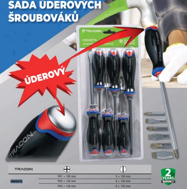 Tracon CNUSET6 Sada úderových šroubováků 6pcs S2