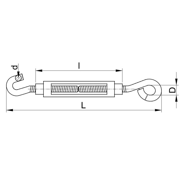 Tracon FHH570 Napínací šrouby, hák+hák, ocel, temperovaná slitina 5×70mm, 770N