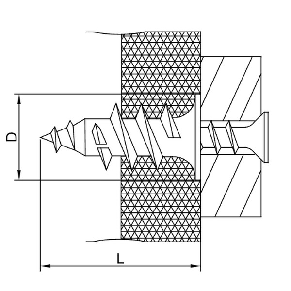 Tracon GBT Hmoždinka šroubovací do sádrokartonu L=36mm, D=16mm, PA6.6 (balení 100 ks)