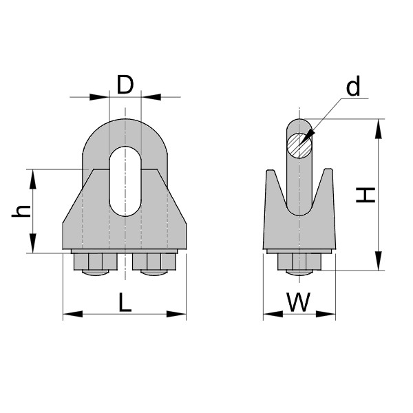 Tracon U03 Lanová svorka, profil 'U', pozinkovaná ocel d=2-3mm, M4