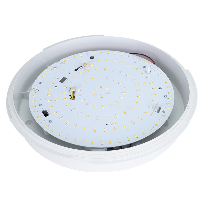 Tracon ADAMS12W Přisazené plastové kulaté LED svítidlovyšší krytí,nast.teplo 230VAC, 12W, 1200lm, 3000/4000/6500K, 1-8m, 10s-12m, IP54, EEI=E s čidlem pohybu