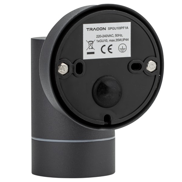 Tracon SPGU10IPF1A Nástěnné bodové svítidlo, exterierové, antracit 100-240VAC, 50Hz, 1xGU10, max.35W, IP44