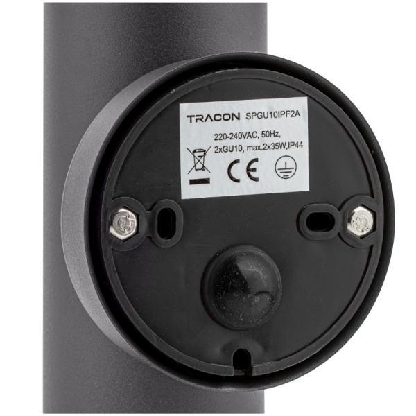 Tracon SPGU10IPF2A Nástěnné bodové svítidlo, exterierové, antracit 100-240VAC, 50Hz, 2xGU10, max.35W, IP44