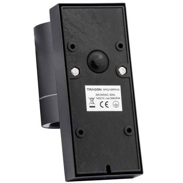 Tracon SPGU10IPFA1A Nástěnné bodové svítidlo, exterier., antracit, soumr. spín. 100-240VAC, 50Hz, 1xGU10, max.35W, 30lux, IP44