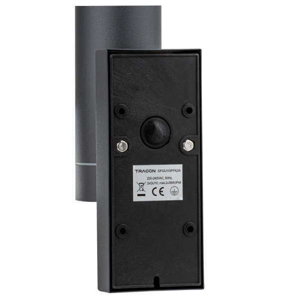 Tracon SPGU10IPFA2A Nástěnné bodové svítidlo, exterier., antracit, soumr. spín. 100-240VAC, 50Hz, 2xGU10, max.35W, 30lux, IP44