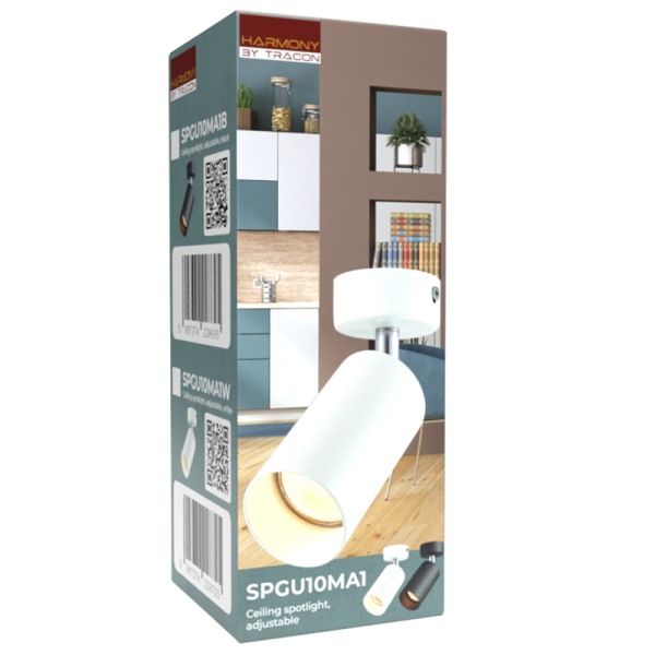 Tracon SPGU10MA1B Stropní nastavitelné bodové svítidlo, černé 100-240VAC, 50Hz, 1xGU10, max.35W