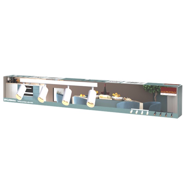 Tracon SPGU10MA4W Stropní nastavitelné bodové svítidlo, bílé 100-240VAC, 50Hz, 4xGU10, max.4x35W