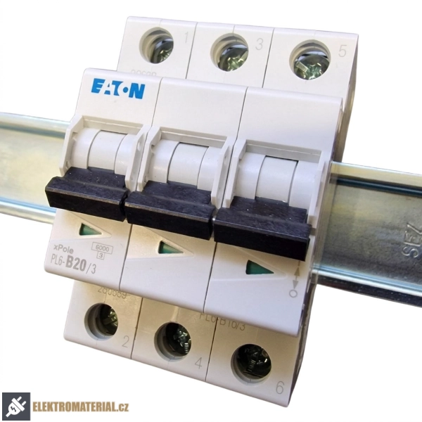 Třífázový jistič Eaton 286590 PL6-B20/3 na DIN lištu