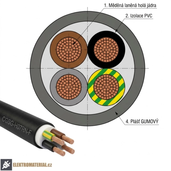 CGSG 4Gx2,5 Kabel gumový  H07RN-F 4Gx2,5 mm, délka 10m