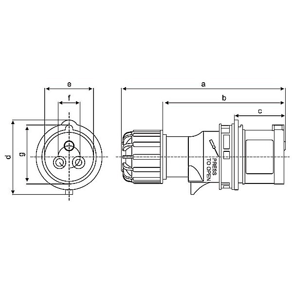 Tracon TICS-0232H Průmyslová vidlice, se zvýšeným krytím 32A, 250V, 2P+E, 6h, IP67