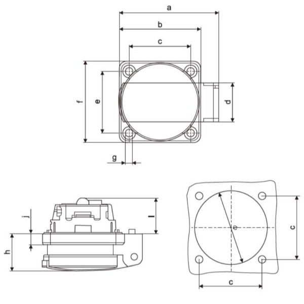 Tracon TICS-105SF Vstavitelná síťová zásuvka 16A, 250V, 2P+E, IP54 (FRENCH)