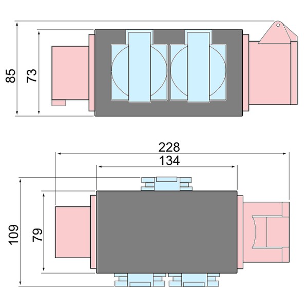 Tracon TICS-1605 Multifunkční průmyslový rozbočovač Schuko 16A, IN/OUT 3P+N+E 6h, OUT 3x2P+E (Schuko), IP44