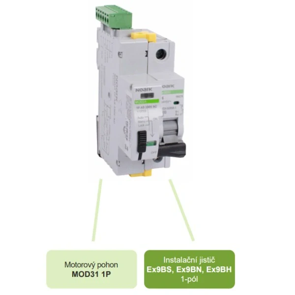NOARK 113721 MOD31 1P A 230V AC Motorový pohon, dálkové ovládání pro 1 pól, přídavné funkce A, 230V AC