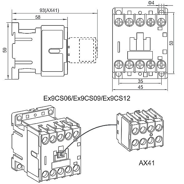 Noark 100984 Ex9CS06 4P 230V Ministykač 4pól,6A 230VAC