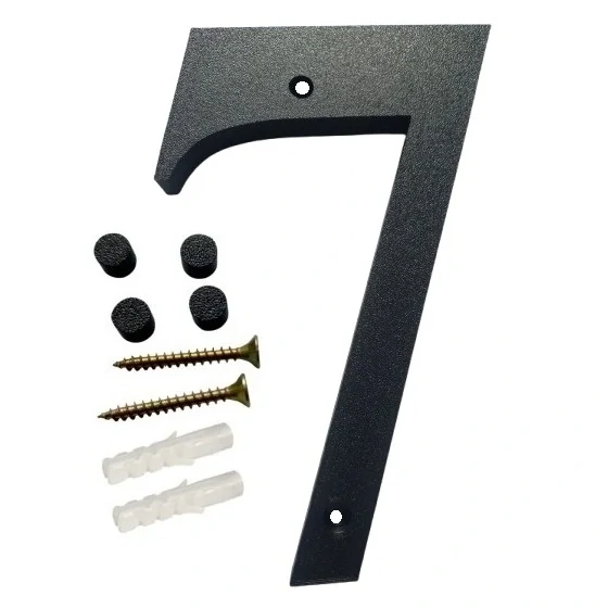 Domovní číslo popisné 7 na zeď, vrata, sloupky s dírami pro vruty barva černá, výška 170 mm