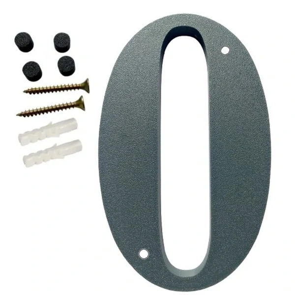 Domovní číslo popisné 0 na zeď, vrata, sloupky s dírami pro vruty barva antracit, výška 170 mm