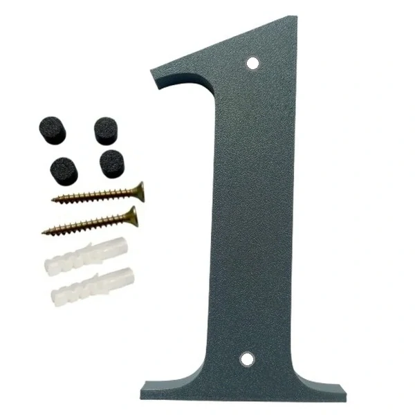 Domovní číslo popisné 1 na zeď, vrata, sloupky s dírami pro vruty barva antracit, výška 170 mm
