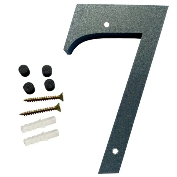 Domovní číslo popisné 7 na zeď, vrata, sloupky s dírami pro vruty barva antracit, výška 170 mm