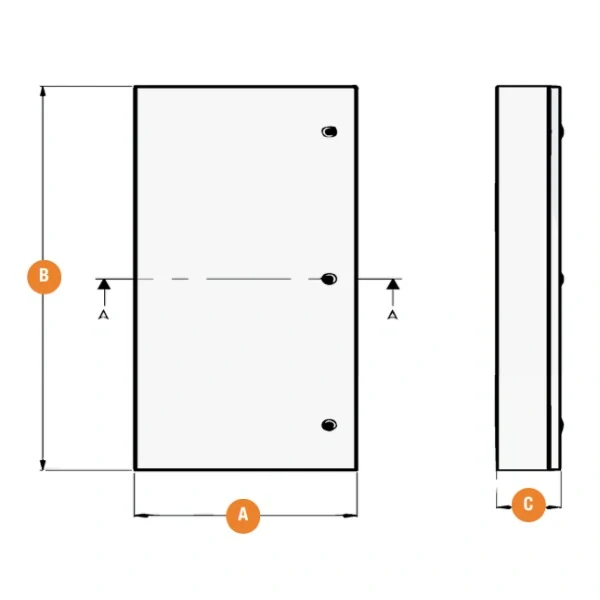 Kovová skříň SEZ T-BOX 36/2/18 s přídavným rámem pro instalaci pod omítku, 18 modulů - 2 řady, IP 65