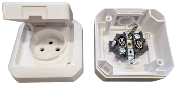 ABB 5518N-C02510 B VARIANT+ Zásuvka jednonásobná s ochr.kolíkem, s víčkem, IP54 , bílá