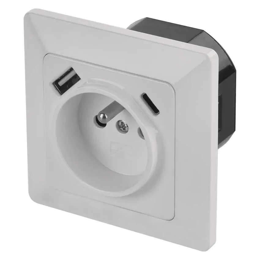 EMOS A6000.4 Zásuvka 230V/AC s USB A+USB C nabíjením 5V/DC 15W 3A bílá