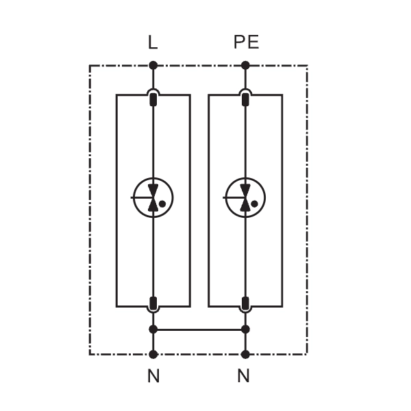 Tracon ESPD1+2-50-1+1P Svodič přepětí AC, typ T1+T2 neodnímatelný modul Uc:385V; Iimp:50/100kA; In:50/100kA; Up:2,5kV; 1+1P