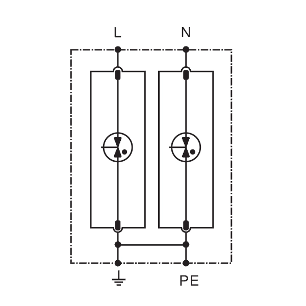 Tracon ESPD1+2-50-2P Svodič přepětí AC, typ T1+T2 neodnímatelný modul Uc:385V; Iimp:50kA; In:50kA; Imax:160kA; Up:2,5kV; 2P
