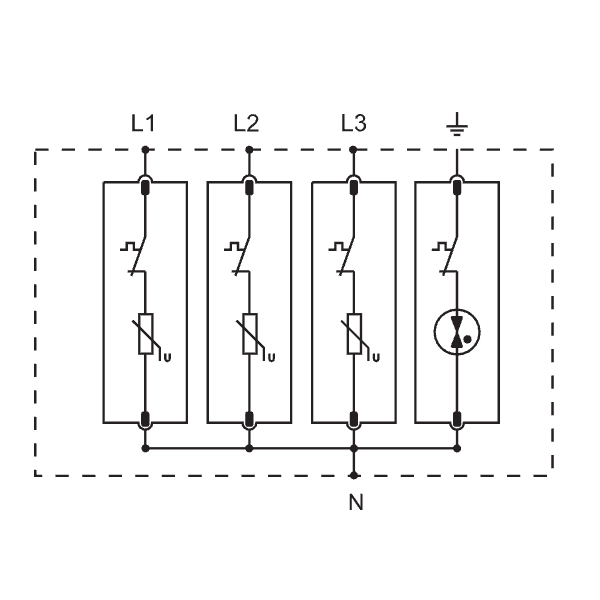 Tracon ESPD2-40-3+1P Svodič přepětí AC, typ T2 odnímatelný modul Uc:275/255V; In:20kA; Imax:40kA; Up:1,3/1,5kV; 3+1P