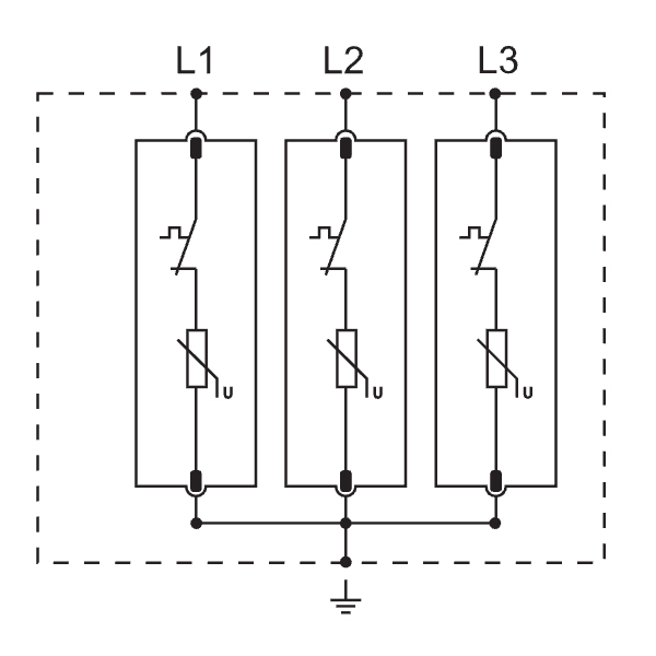 Tracon ESPD2-70-3P Svodič přepětí AC, typ T2 odnímatelný modul Uc:275V; In:40kA; Imax:70kA; Up:1,7kV; 3P