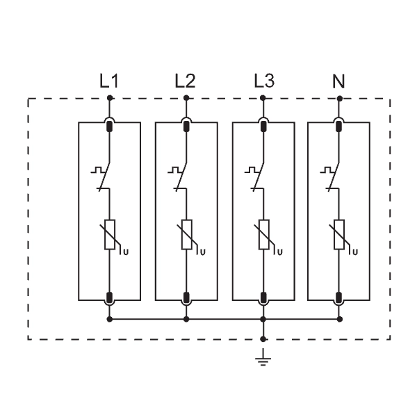 Tracon ESPD2-70-4P Svodič přepětí AC, typ T2 odnímatelný modul Uc:275V; In:40kA; Imax:70kA; Up:1,7kV; 4P