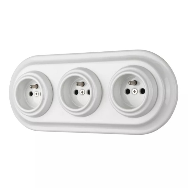 Keramická zásuvka, trojnásobná bílá MYRALUX ZA-03W