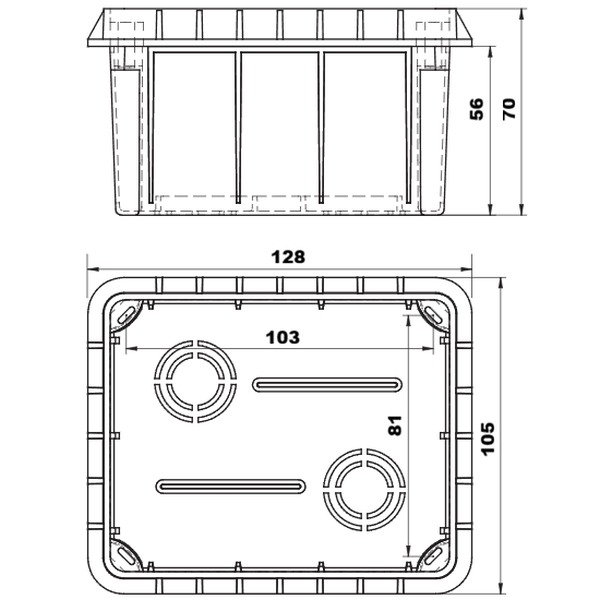 Podomítková instalační krabice TRACON S128×105x70 mm