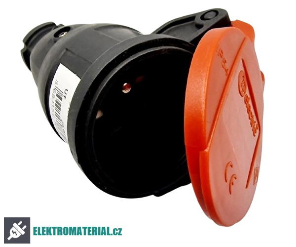 TP Electric 3101-395-0300 Pryžová spojovací zásuvka s pružinovým víčkem 1x16A / IP54