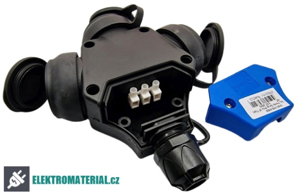 TP Electric 3101-316-0300 Roztrojka pryžová, jednofázová, francouzské zásuvky 250 V 1x16A / IP54