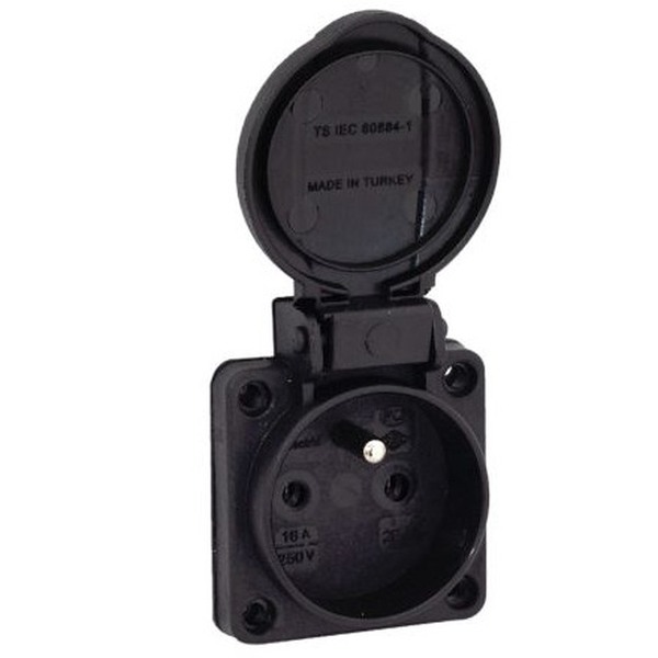 TP Electric 3101-326-0300 Vestavná zásuvka, 230 V, černá 1x16A / IP54