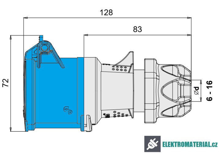 TP Electric 3020-304-0901 Spojovací zásuvka, Quick connect 3x16A / IP44