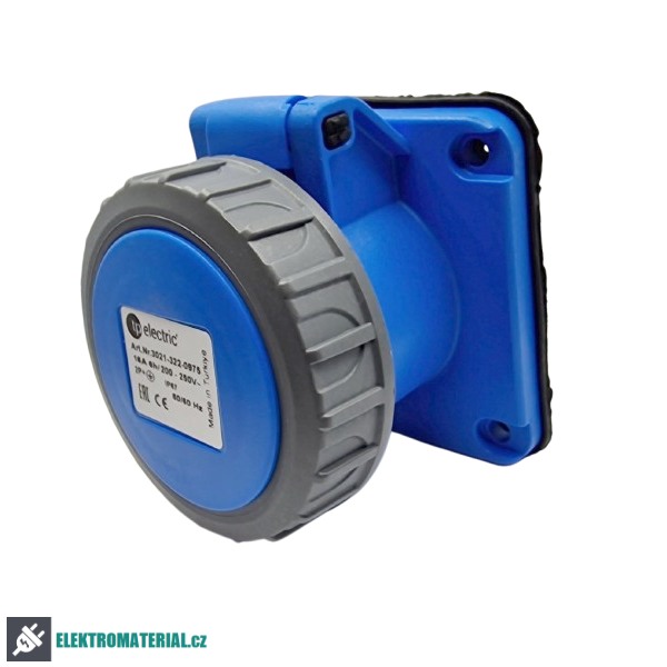 TP Electric 3021-322-0975 Vestavná zásuvka, rovná, kompaktní příruba 75x75, Quick Connect 3x16A / IP67