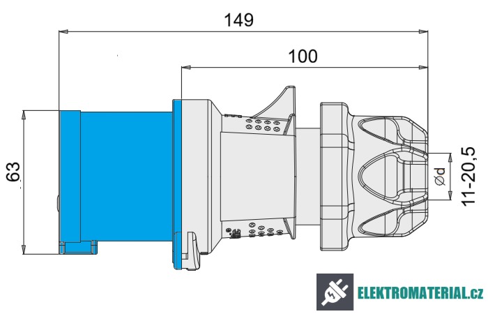 TP Electric 3024-301-0901 Spojovací vidlice, Quick Connect 3x32A / IP44