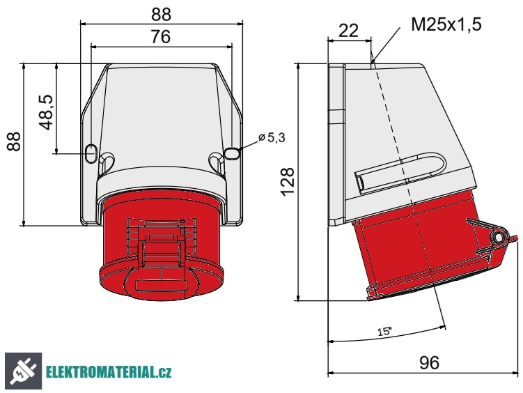 TP Electric 3022-307-1600 Nástěnná zásuvka, Quick Connect 4x16A / IP44