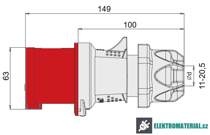 TP Electric 3026-301-1601 Spojovací vidlice, Quick Connect 4x32A / IP44
