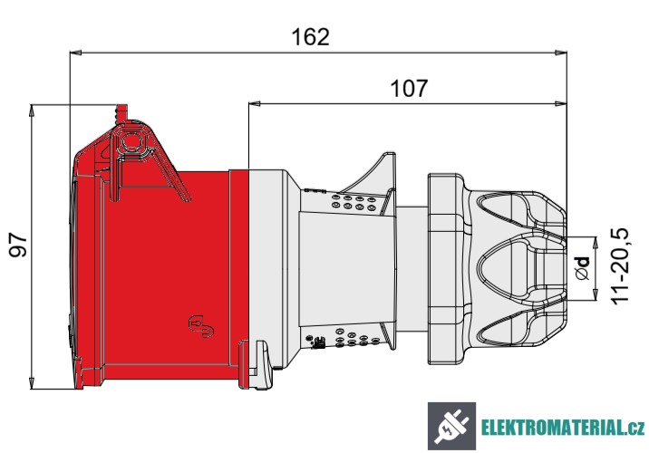 TP Electric 3007-304-1601 Spojovací zásuvka, Quick connect 5x32A / IP44