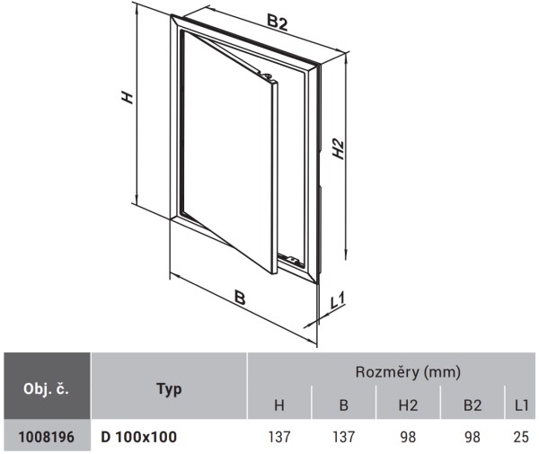 ELEMAN 1008196 VENTS D 100x100 plastová revizní dvířka