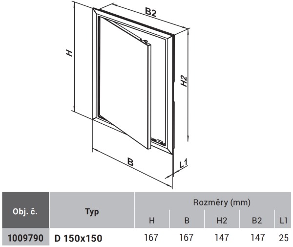 ELEMAN 1009790 VENTS D 150x150 plastová revizní dvířka