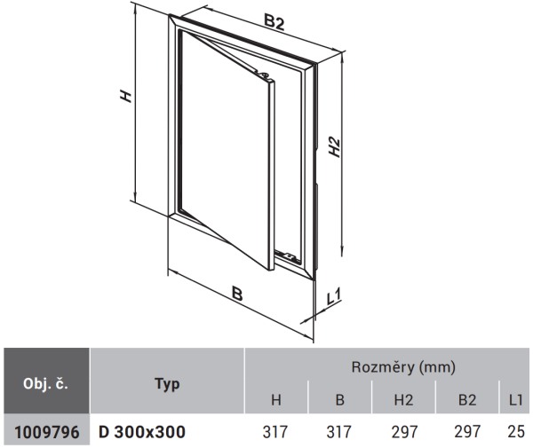 ELEMAN 1009796 VENTS D 300x300 plastová revizní dvířka